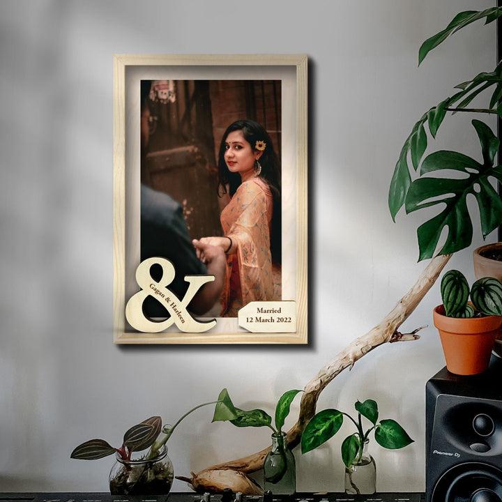 Personalized Wooden Photo Frame for Couples with Name & Wedding Date
