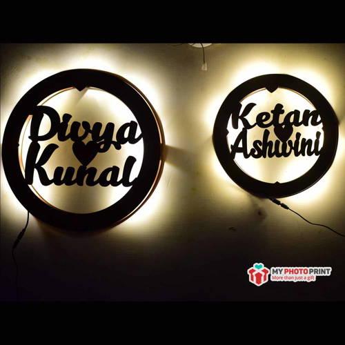 Custom Couple Name Wall Hanging With Led Light 0001
