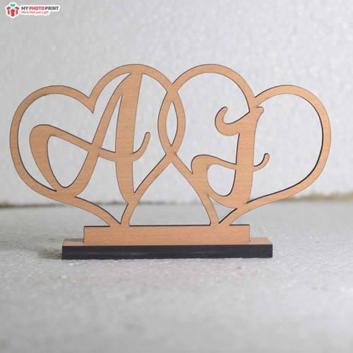 Customized Heart A To Z Alphabet Wooden Table Top