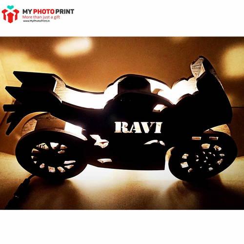 Customized Bike Wooden Name Board Multi Color Led And Remote