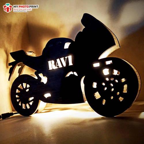Customized Bike Wooden Name Board Multi Color Led And Remote