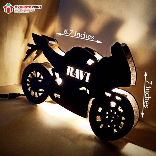 Customized Bike Wooden Name Board Multi Color Led And Remote