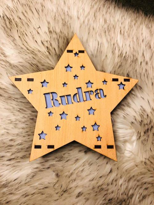 Customized Wooden Star With Your Name Multicolor Led And Remote #1004