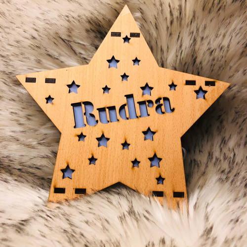 Customized Wooden Star With Your Name Multicolor Led And Remote #1004