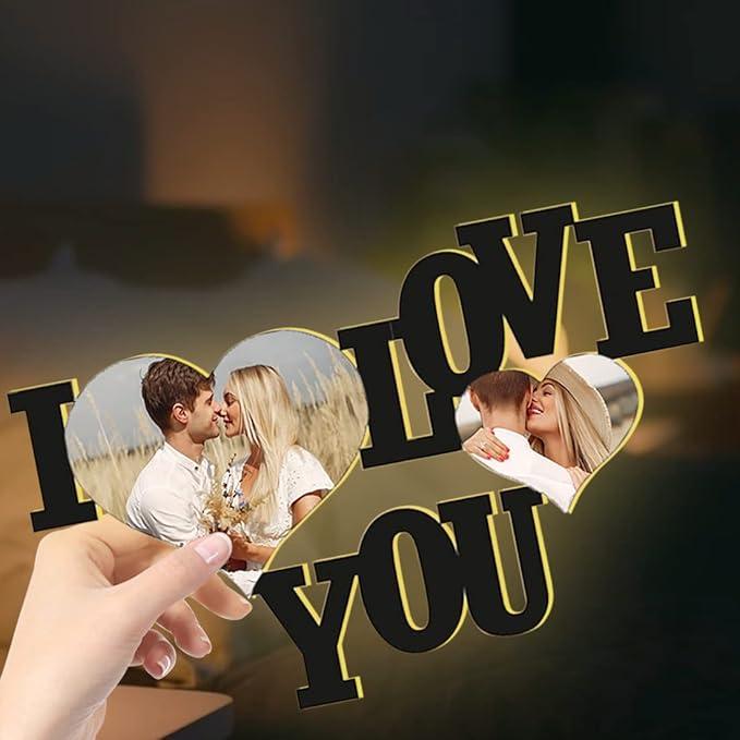 Personalized "I Love You" Wooden Photo Frame