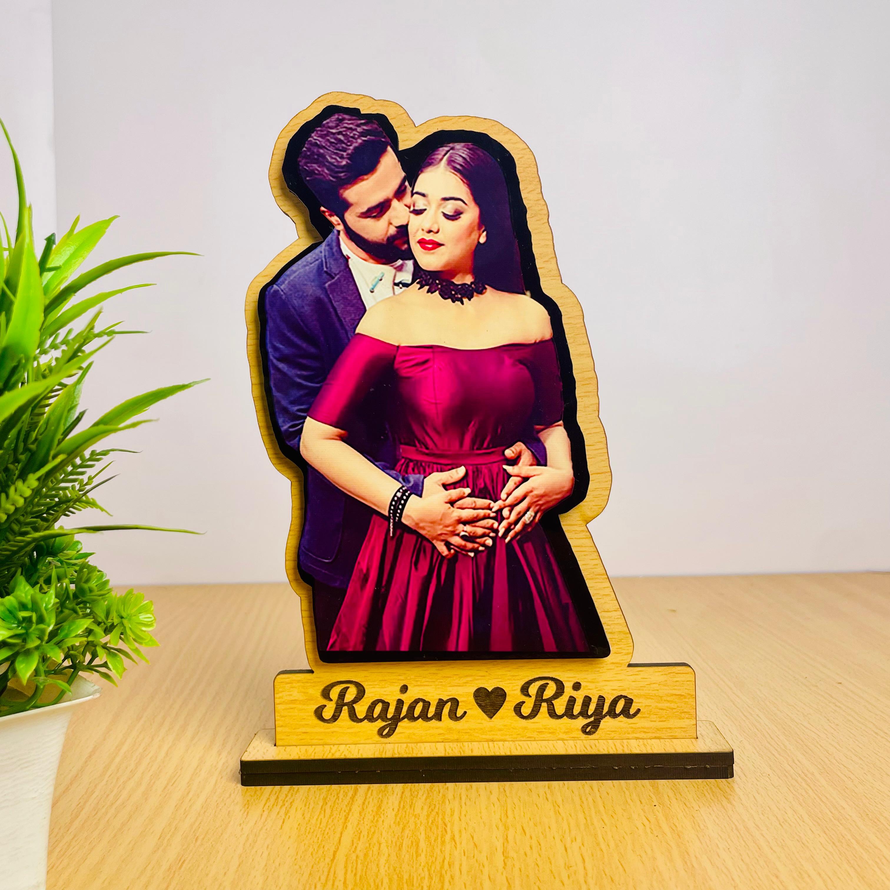 Personalized Cute Wooden Made Photo Wooden Table Top