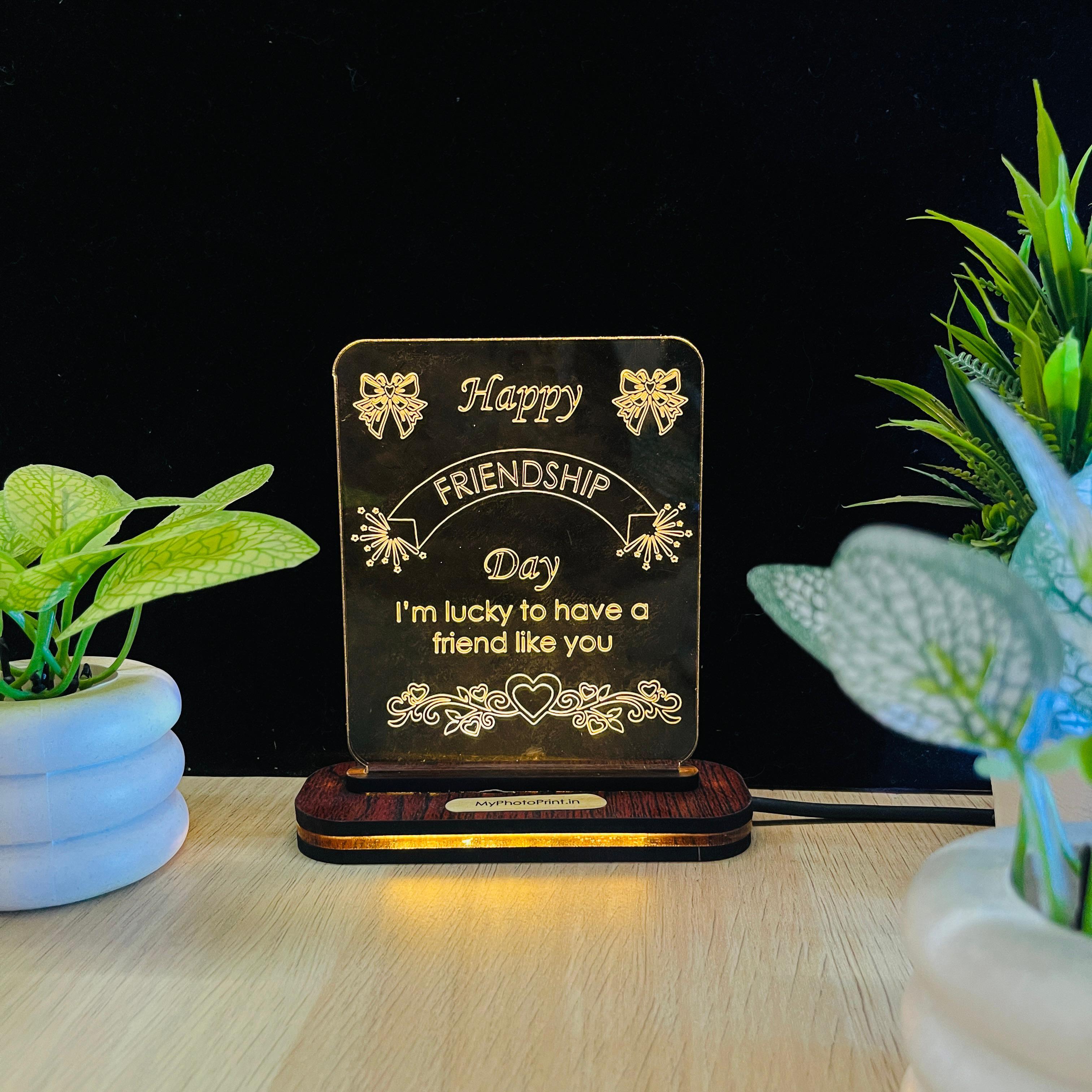 Customized Friendship Acrylic LED Lamp – Perfect Gift for Best Friends