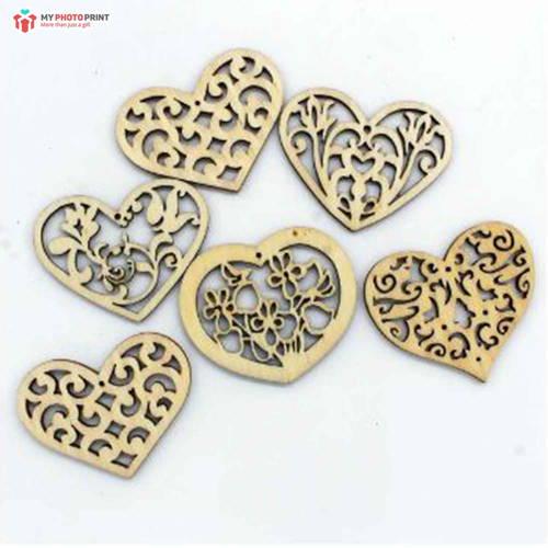 Heart Design Mdf Wooden Craft Cutout Any Shapes & Patterns (PACK OF 10)