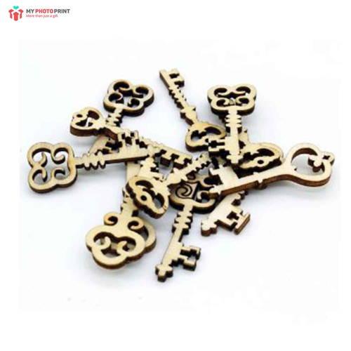 Key Design Mdf Wooden Craft Cutout Any Shapes & Patterns | (PACK OF 10)