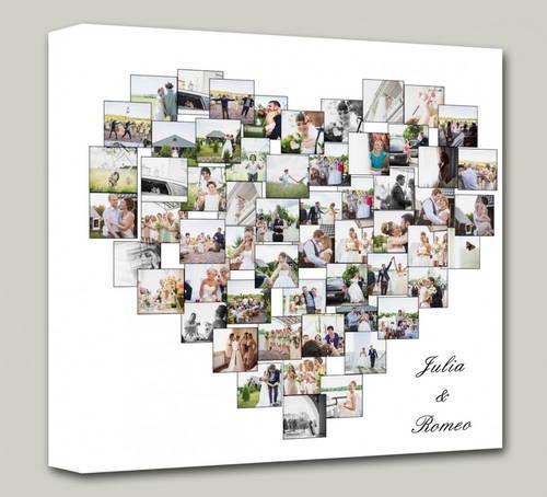 Heart Customized Multiple Photo Frame Collage Canvas