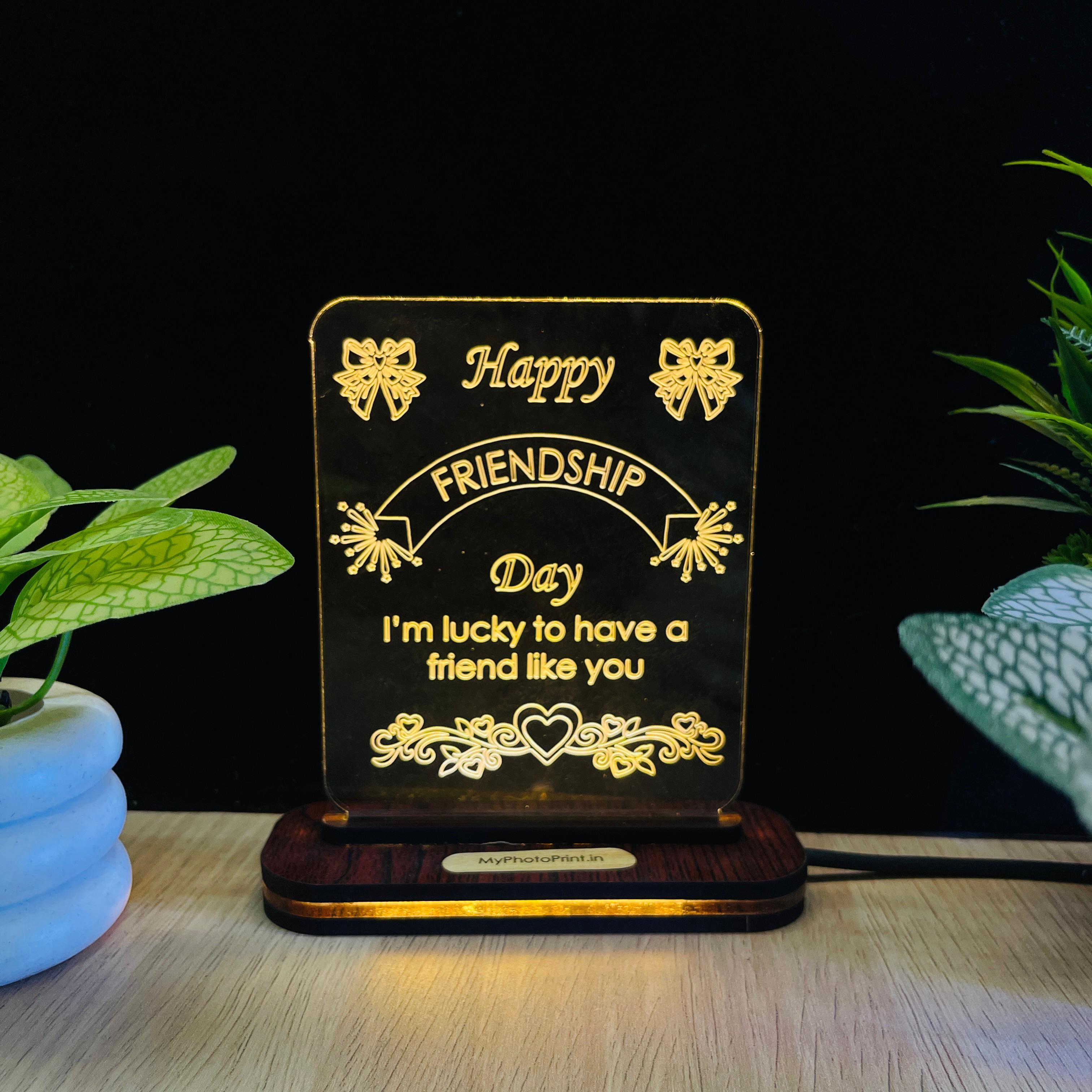 Customized Friendship Acrylic LED Lamp – Perfect Gift for Best Friends