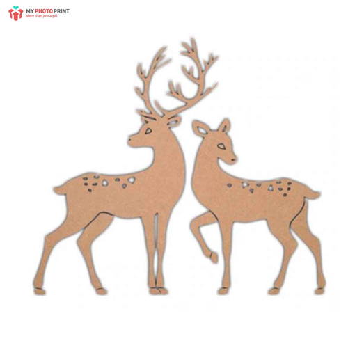 Pair Deer Shape Mdf Wooden Craft Cutout Any Shapes & Patterns | (PACK OF 10)