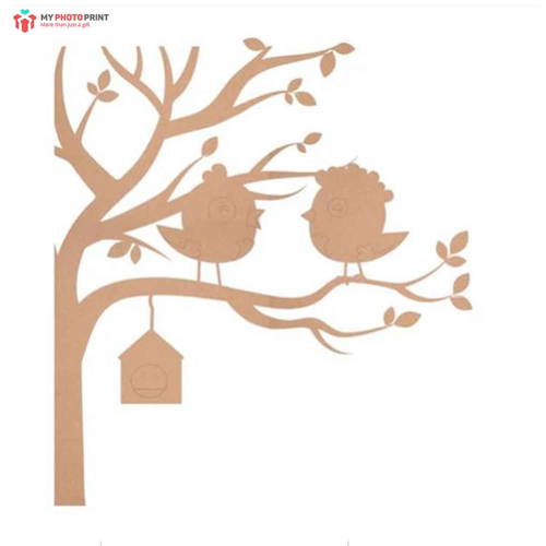 Tree And Birds MDF Wooden Craft Cutout Any Shapes & Patterns | ( PACK OF 10)