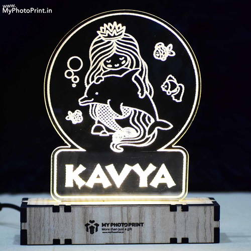 Customized Doll Fish Acrylic 3d Illusion Led Lamp With Color Changing Led And Remote
