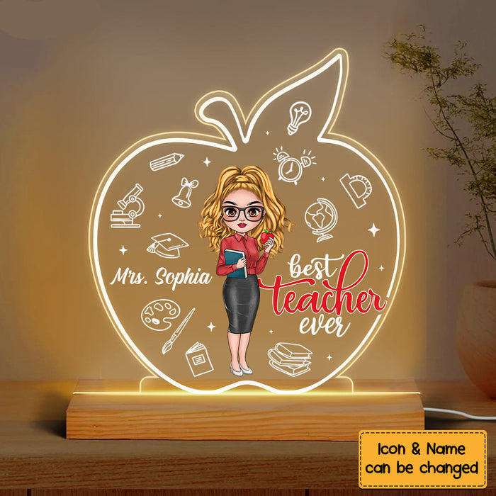 Personalized "Best Teacher Ever" LED Plaque Lamp