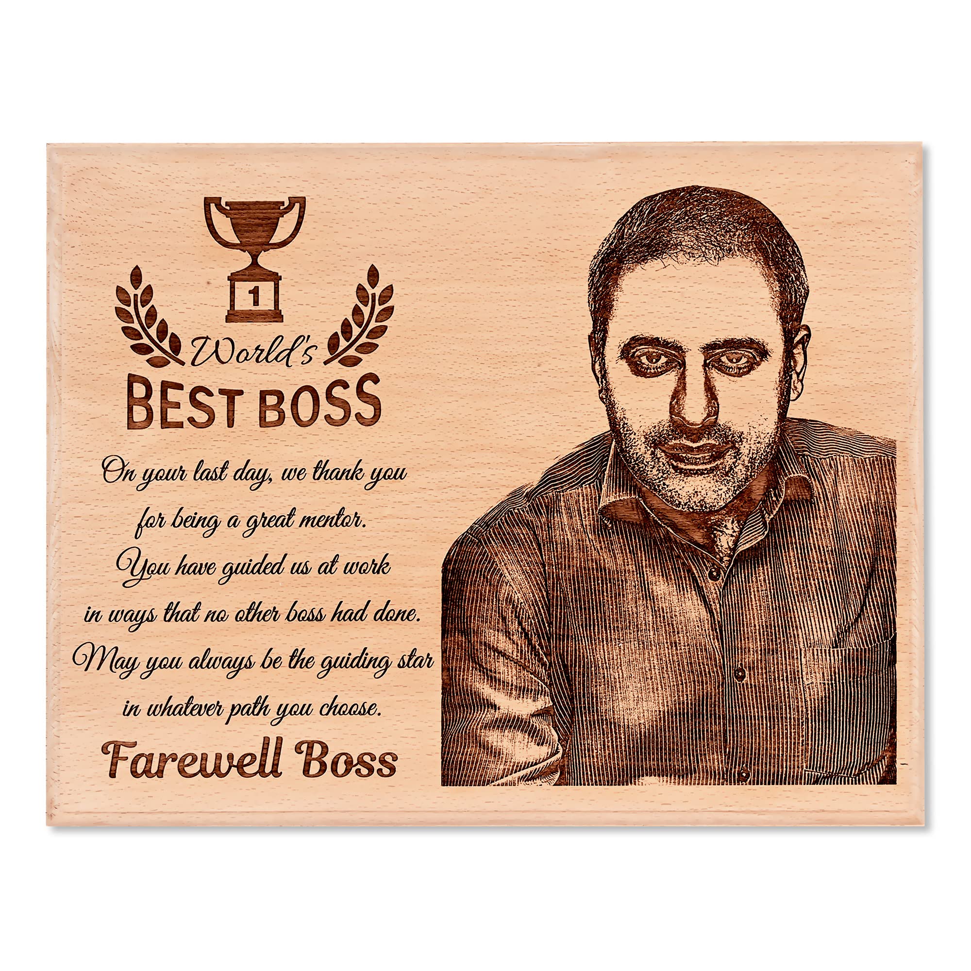 Personalized Engraved Photo Table Top for Boss