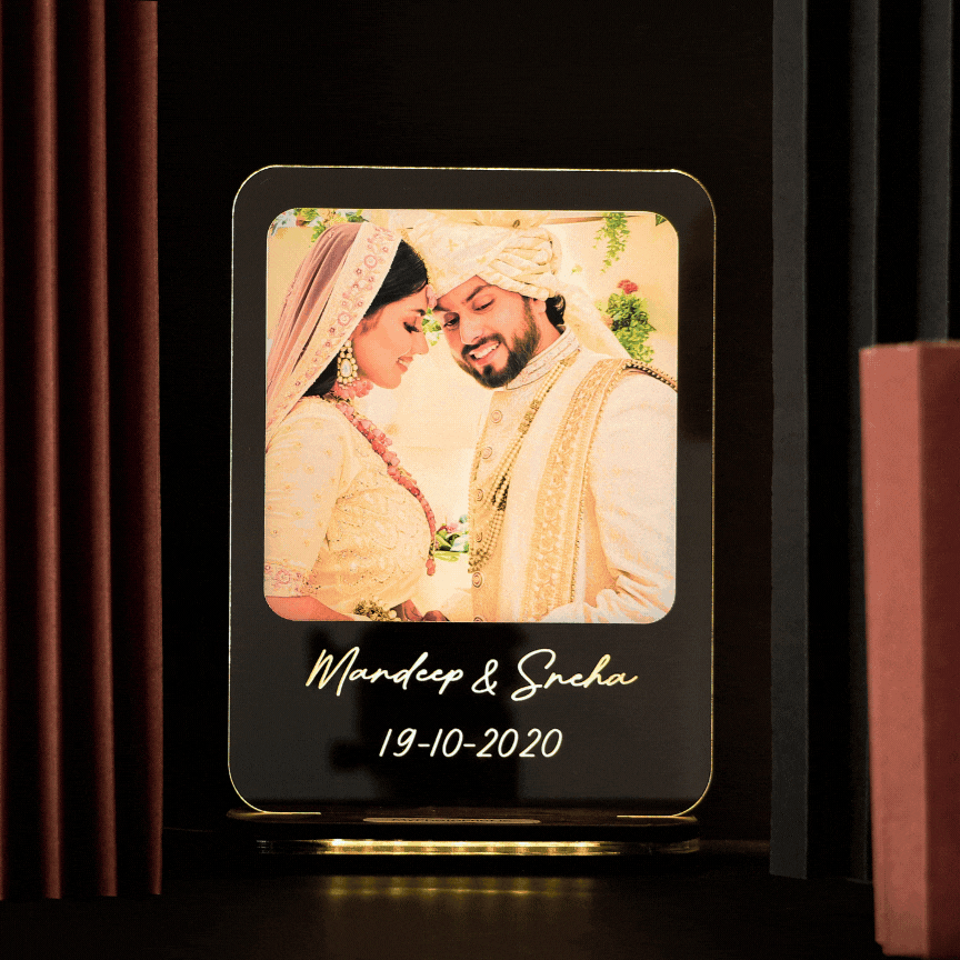 Romantic couple Name,Date & Photo Lamp