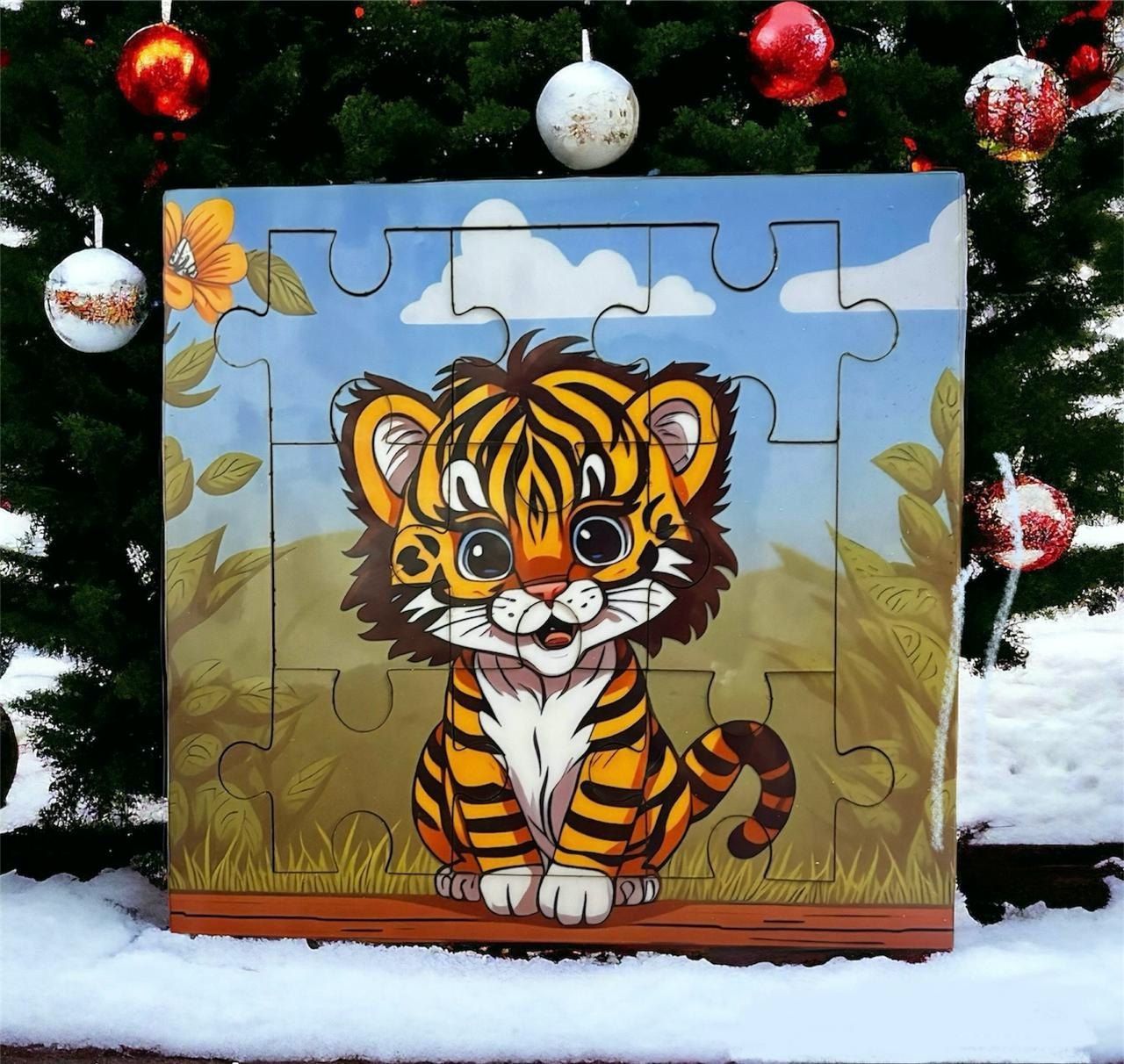 Adorable Wooden Tiger Puzzle – Fun & Learning Combined!